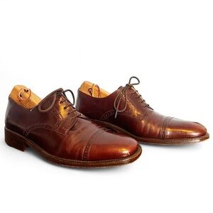 Guido - Men’s‎ Burgundy Leather Cap Toe Derby Oxford - Sz. 9